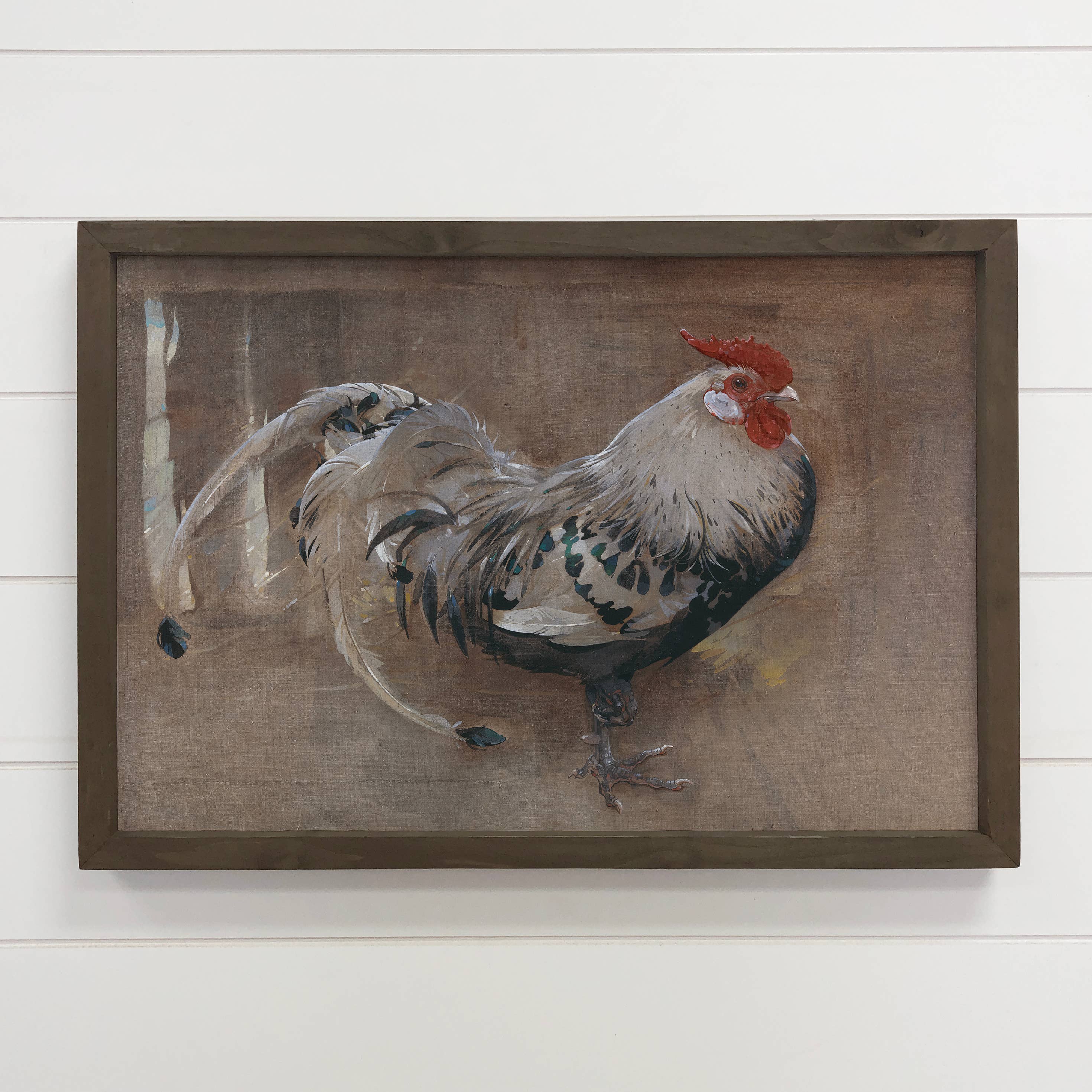 Spangled Rooster - Rooster Canvas Art - Wood Framed Artwork