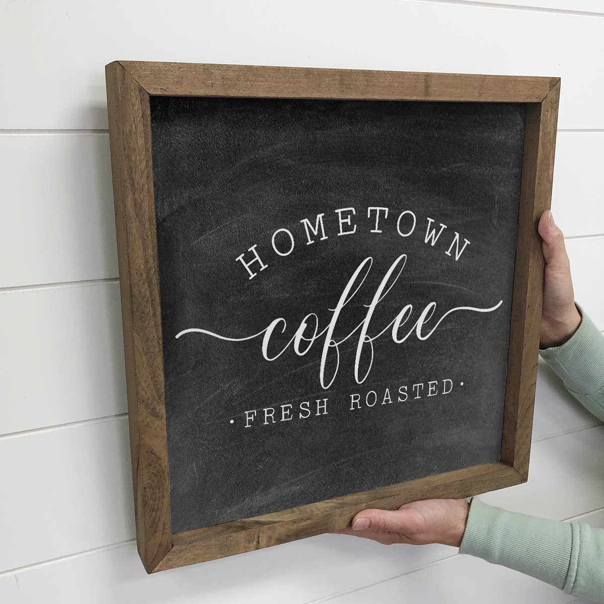 Hometown Coffee Small Canvas Sign Chalk Background