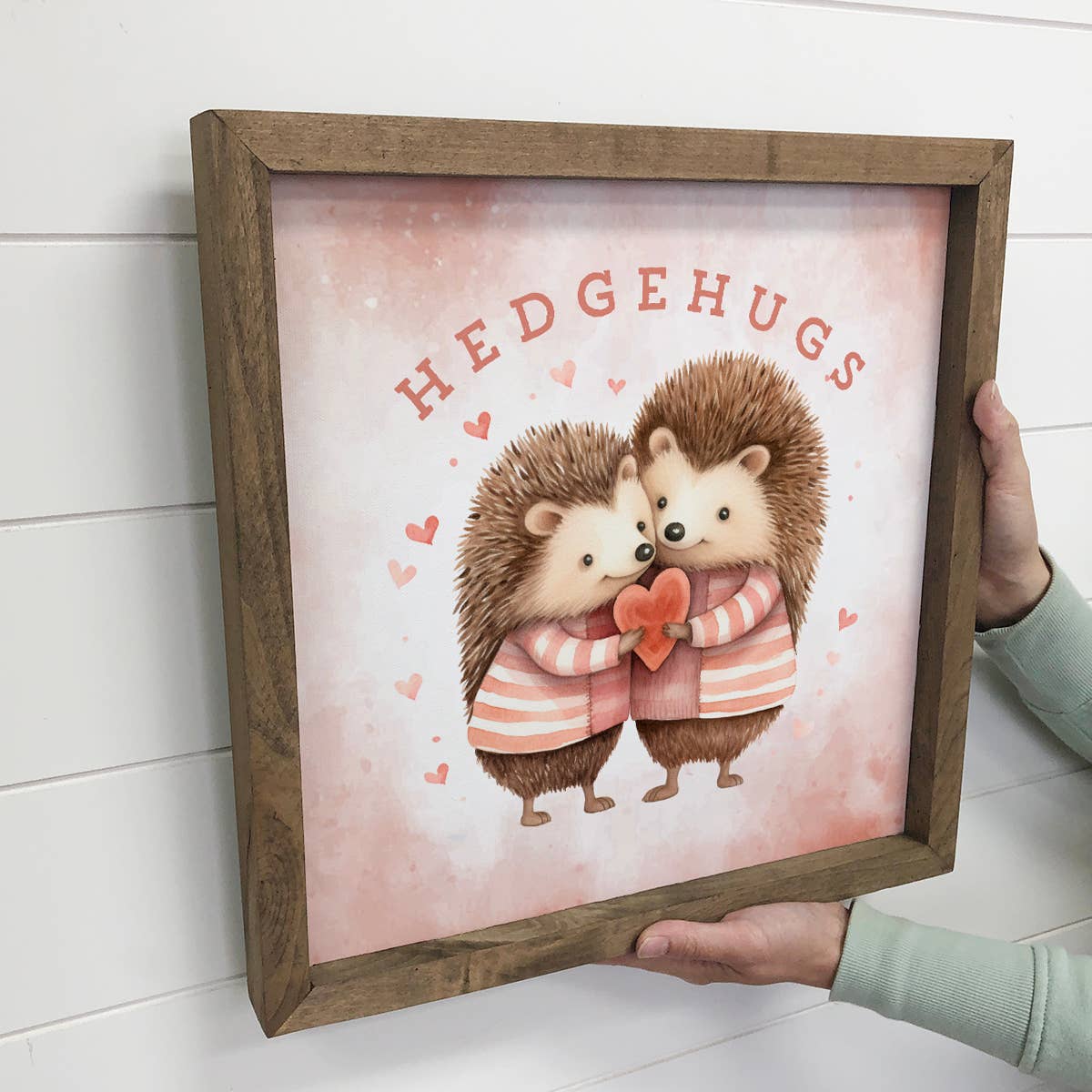Hedgehugs - Valentines Day Canvas Art - Wood Framed Decor