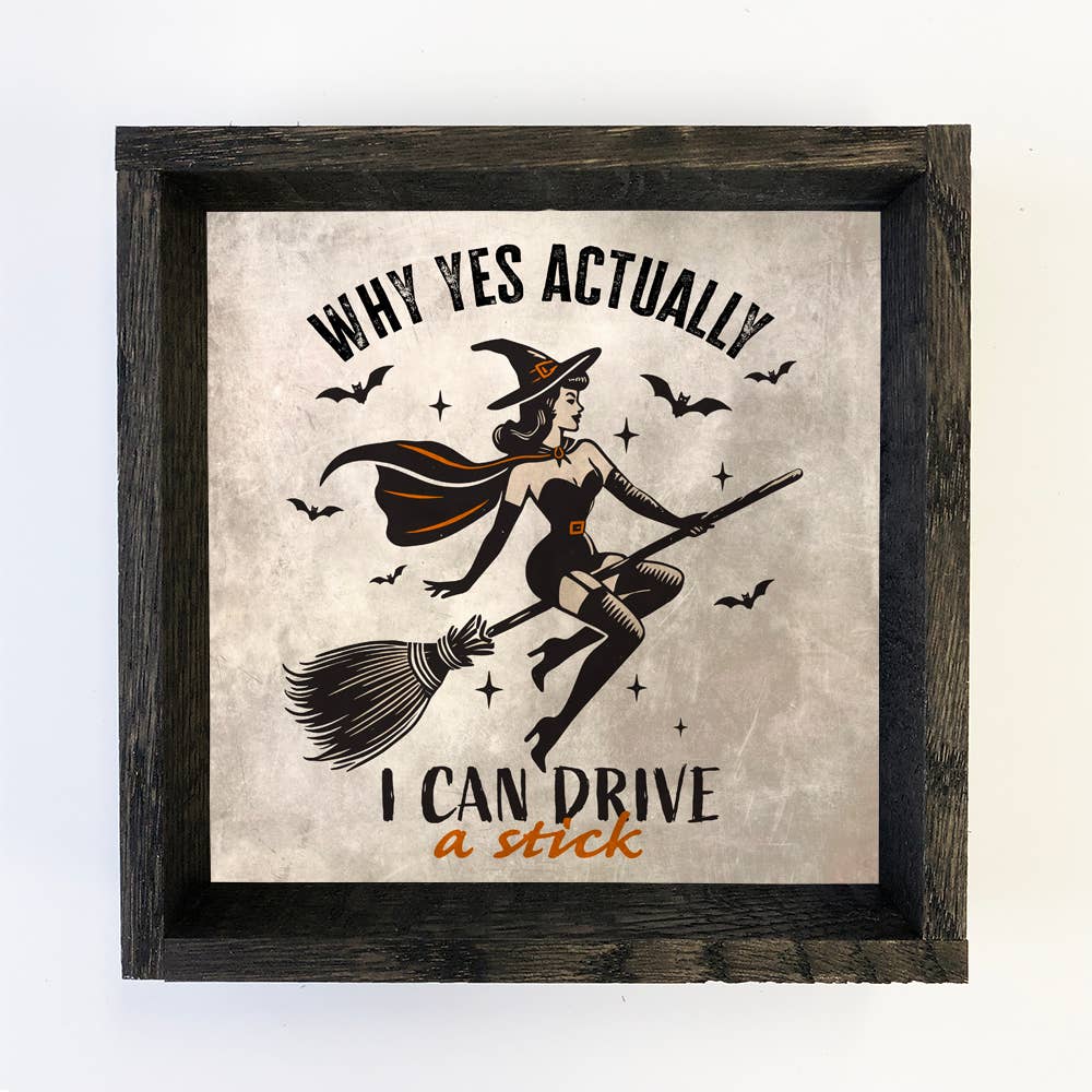 I Can Drive A Stick - Halloween Canvas Art - Wood Framed Art