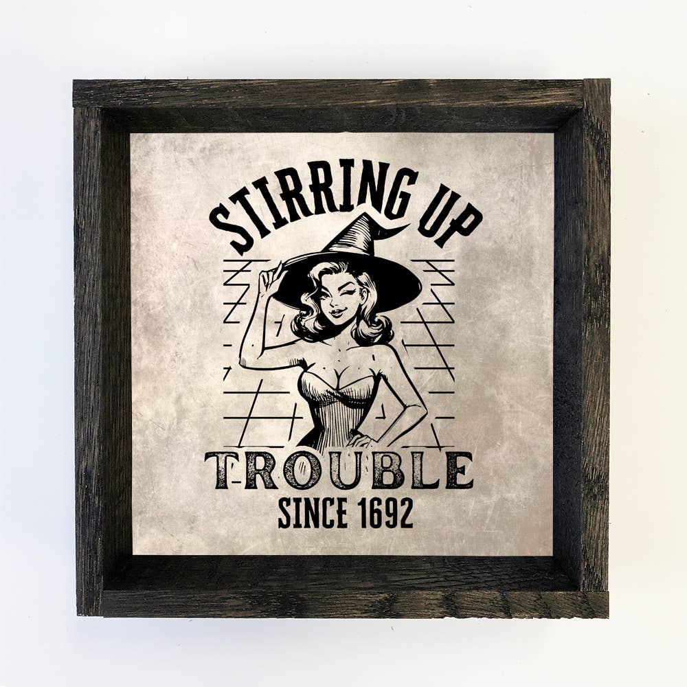 Stirring Up Trouble - Halloween Canvas Art - Wood Framed Art