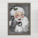 Gray Santa Calling - Framed Holiday Wall Art - Large Canvas