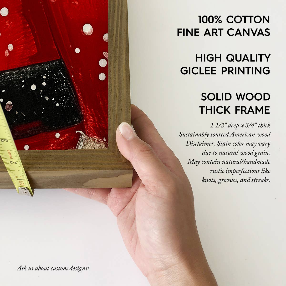 Cute Folksy Santa - Christmas Canvas Art - Wood Framed Art