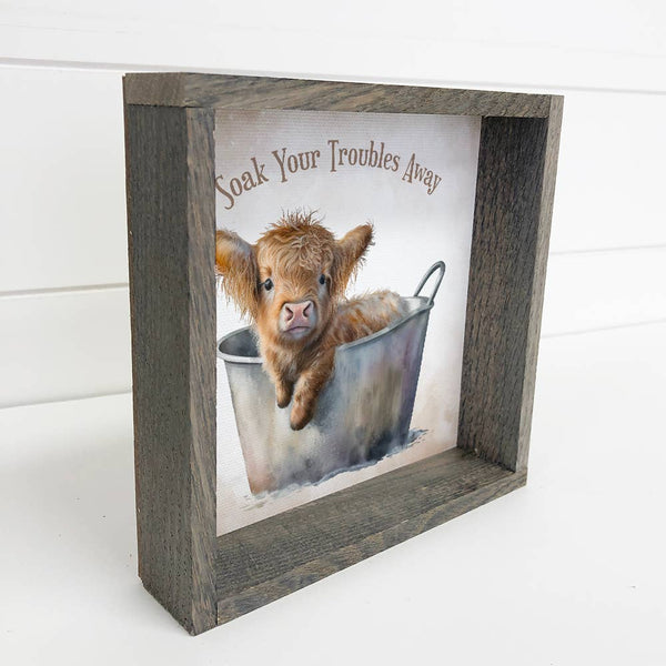 Highland Cow Soak - Bathroom Art - Cute Baby Animals -