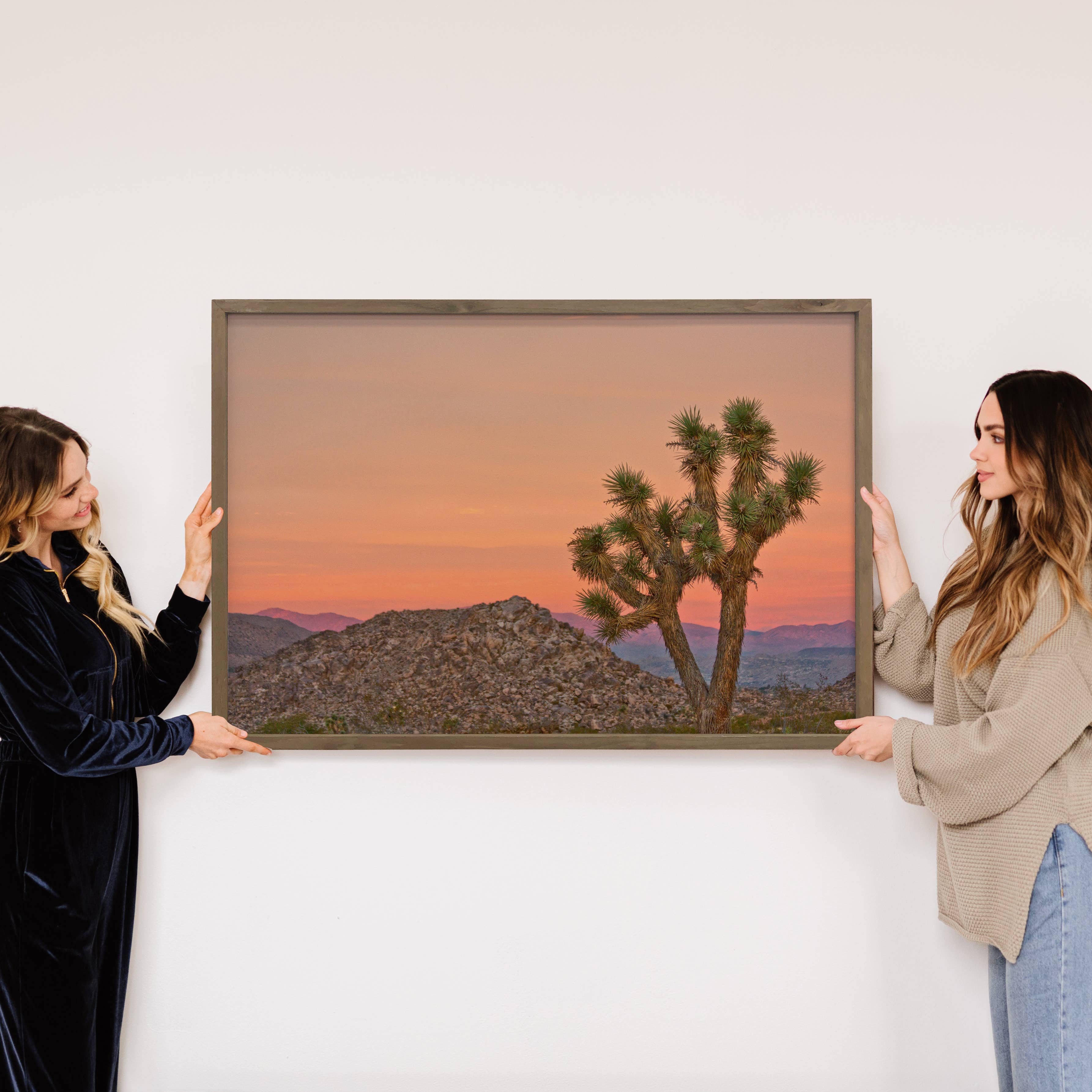 Joshua Tree Orange Sky - Framed Nature Wall Art - Desert Art