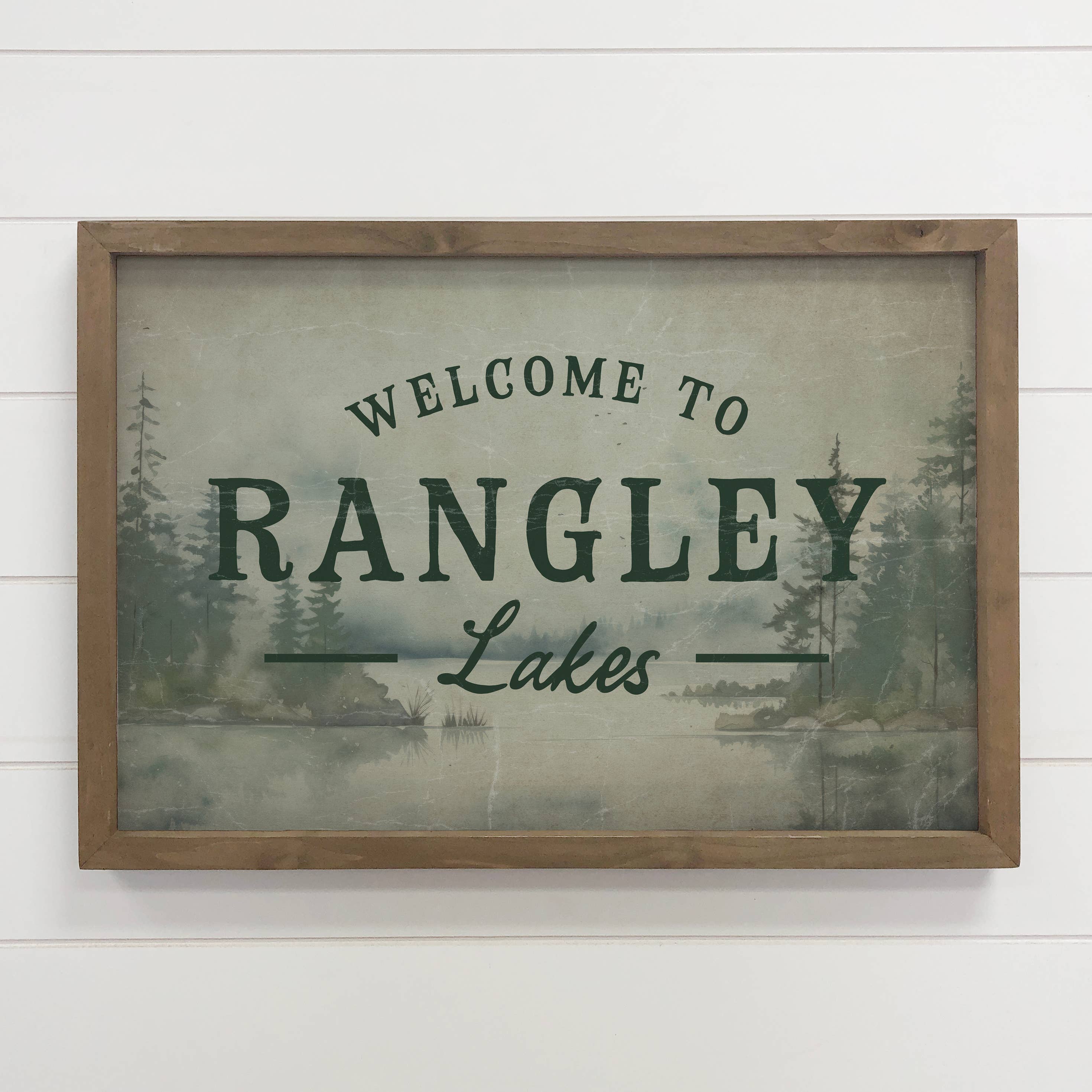 Custom Lake Welcome Green - Lake House Canvas Sign - Framed