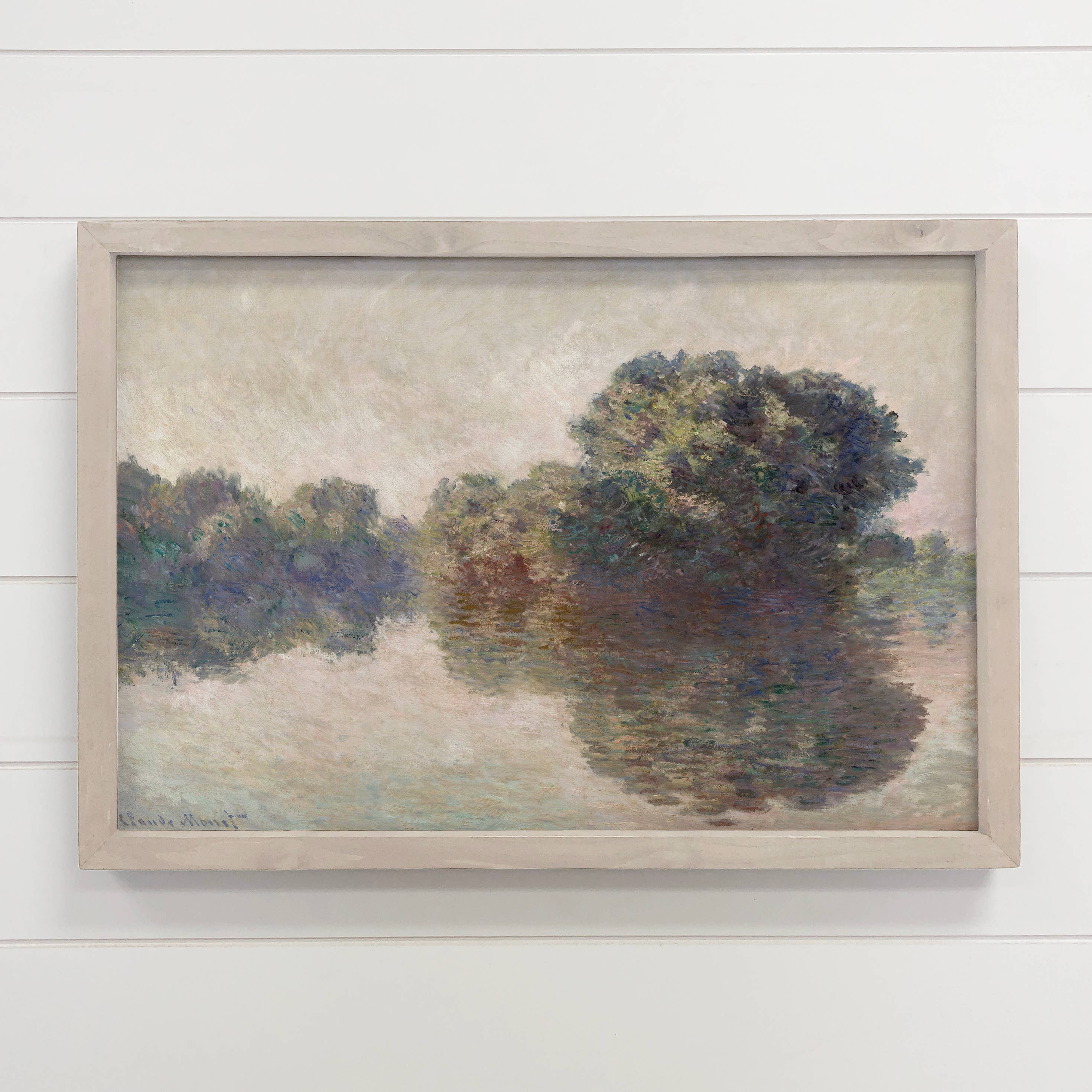 Monet Seine Of Giverny - Landscape Canvas Art - Wood Framed