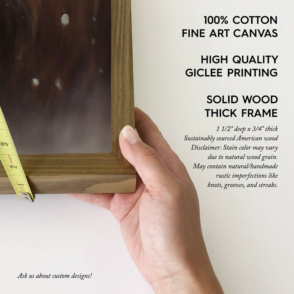 Christmas Bison Santa Hat - Animal Christmas Canvas Art