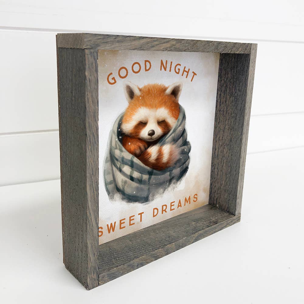 Good Night Red Panda in Blanket - Cute Animal Nursery Art