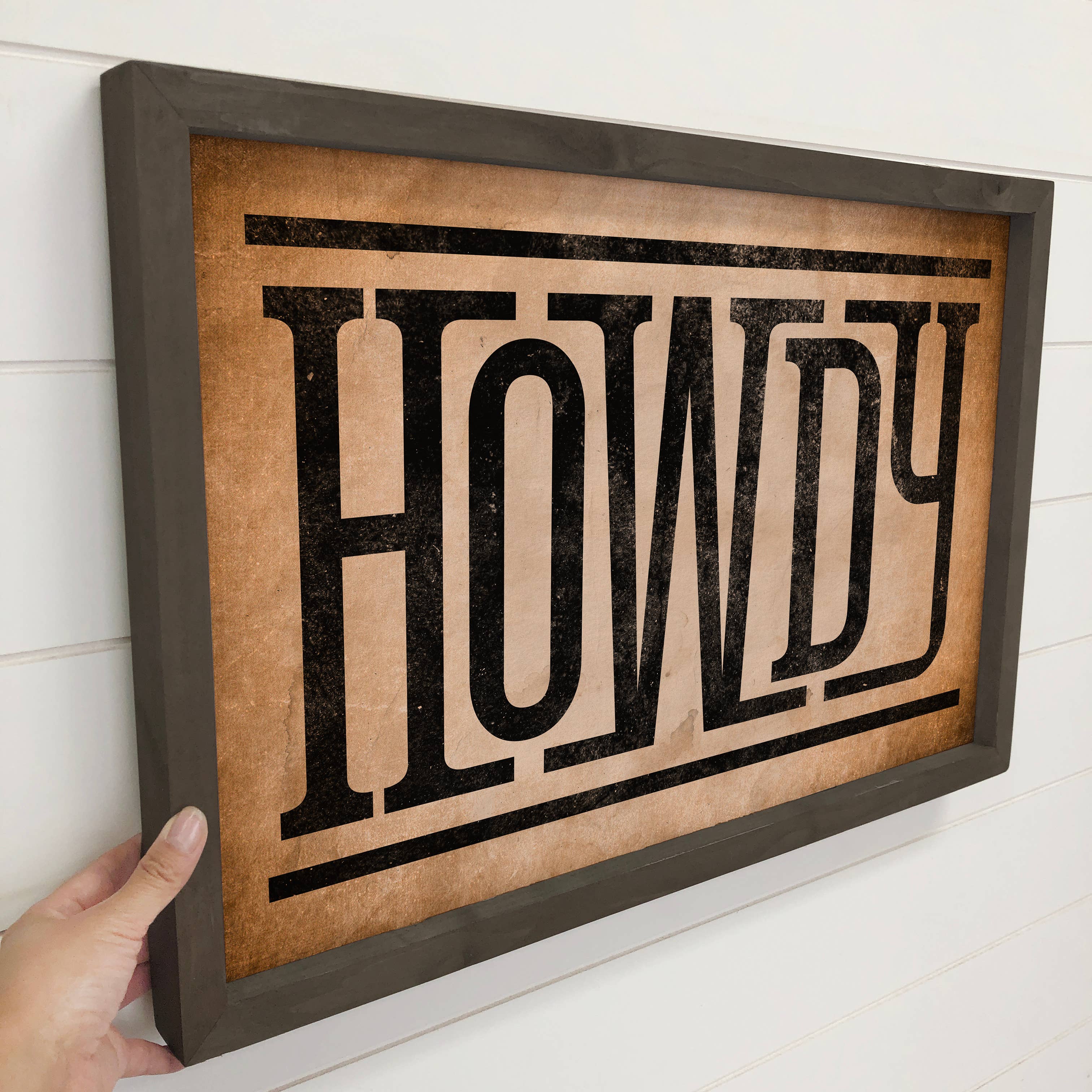 Howdy Typography - Western Word Canvas Art - Wood Framed Art