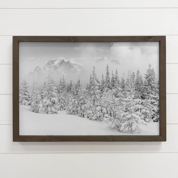 Winter Mountain Landscape - Framed Nature Photograph - Cabin
