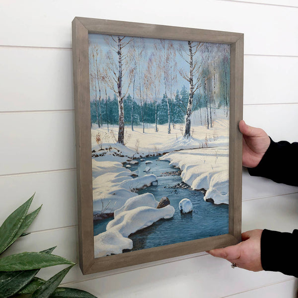 Snowy River - Winter Landscape Canvas Art - Wood Framed Art