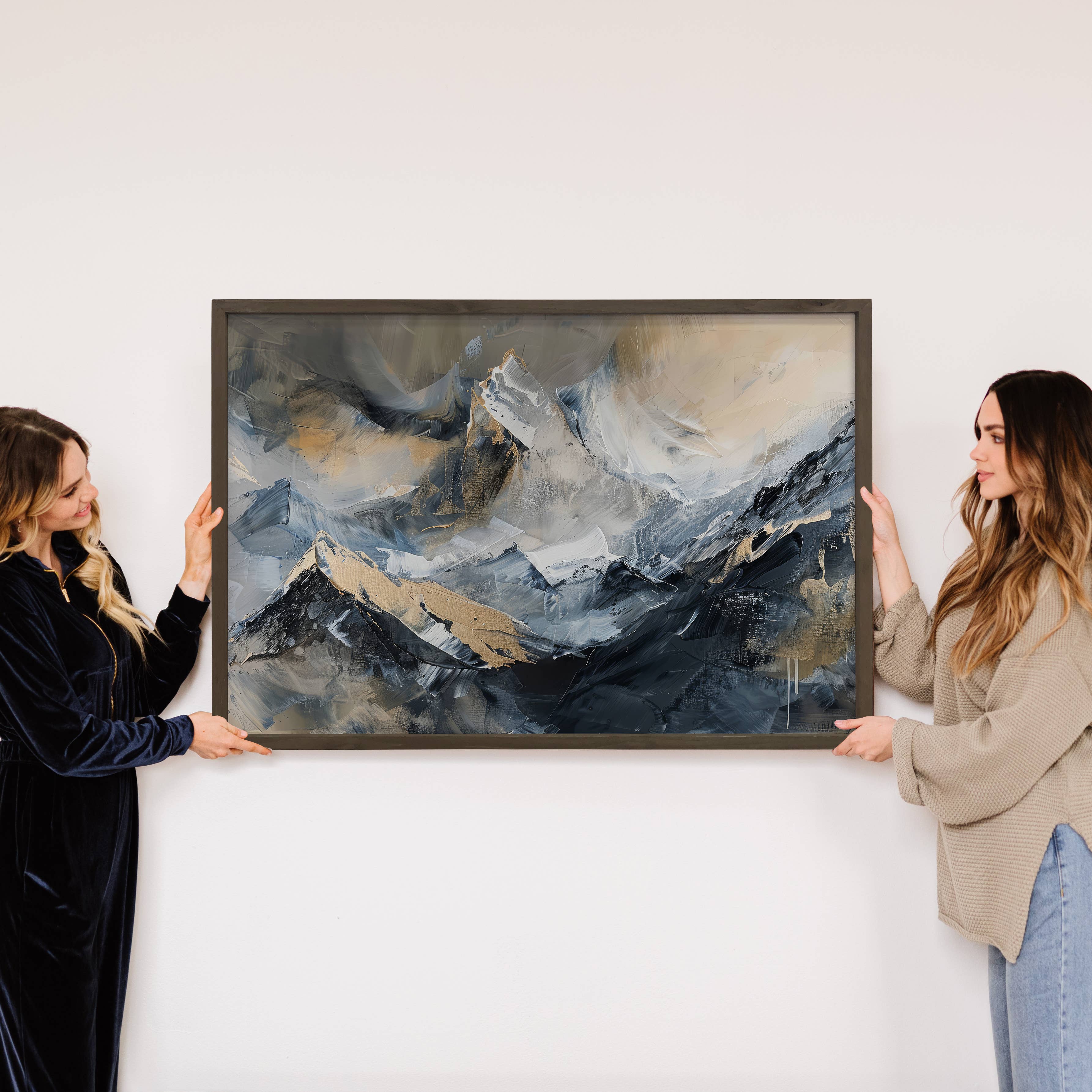 Black White Mountain Peaks - Mountain Landscape Canvas Art