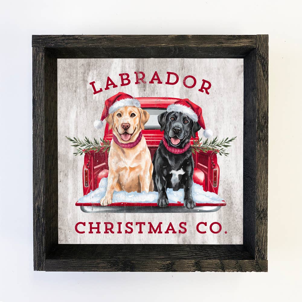 Labrador Christmas Co - Dog Canvas Art - Wood Framed Holiday