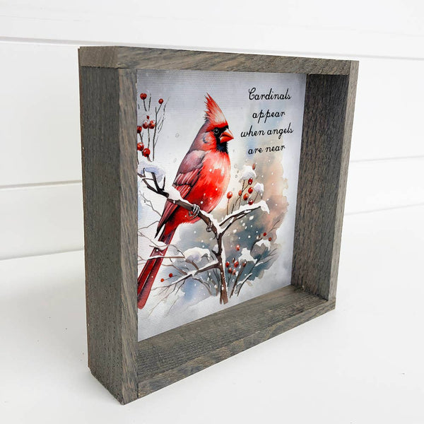 Cardinals Appear - Winter Animal Decor - Wood Framed Art