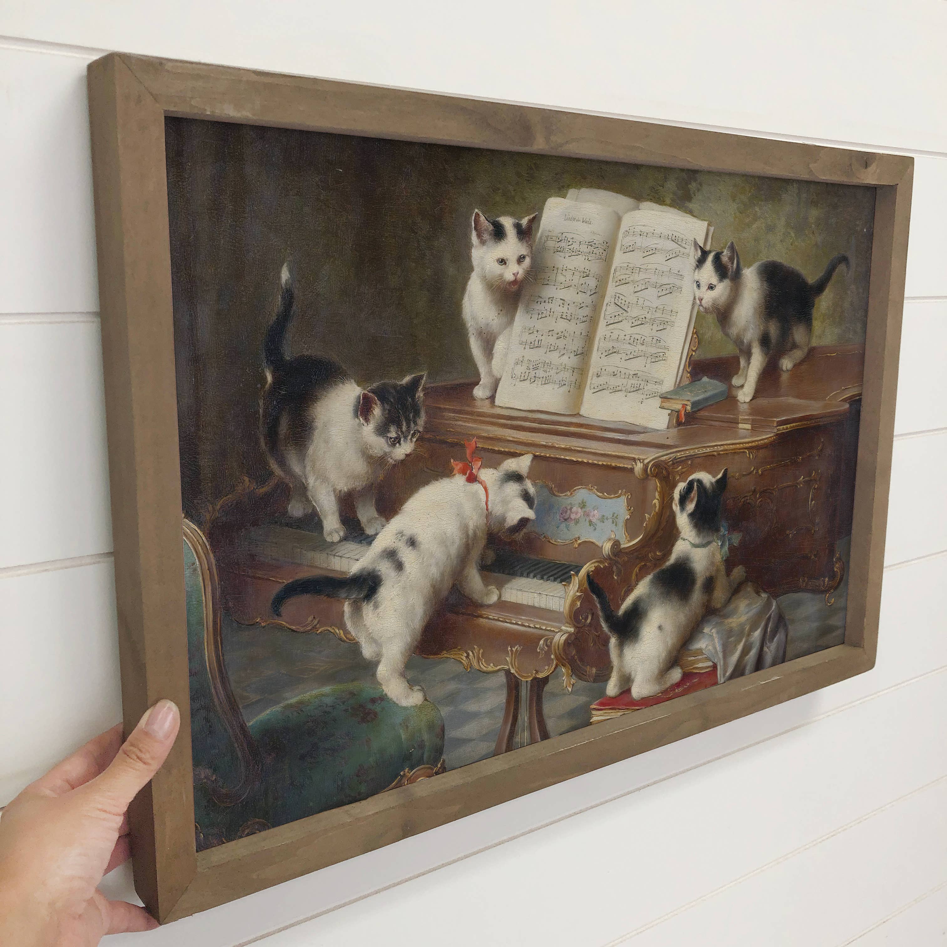 Kittens Piano Recital - Cute Kitten Canvas Art - Wood Framed