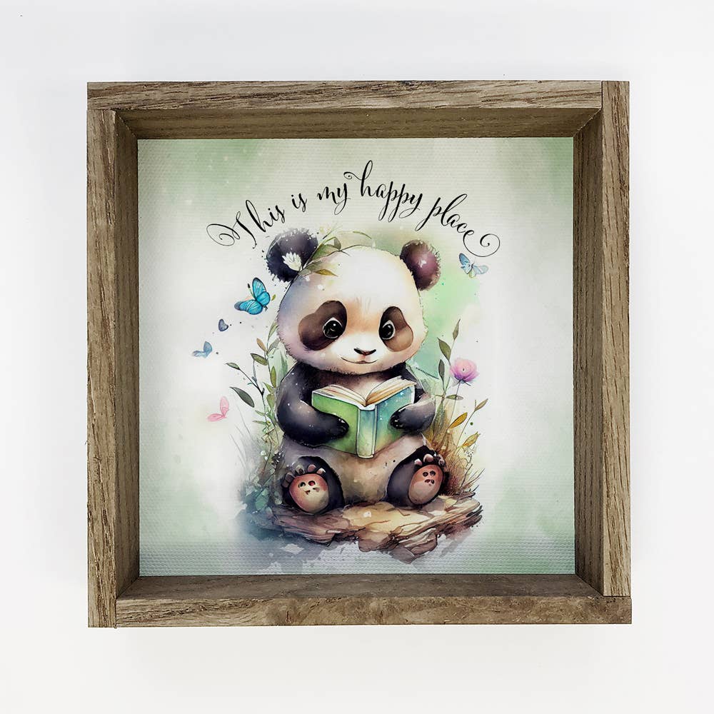 Panda Happy Place - Cute Baby Panda - Panda Reading a Book