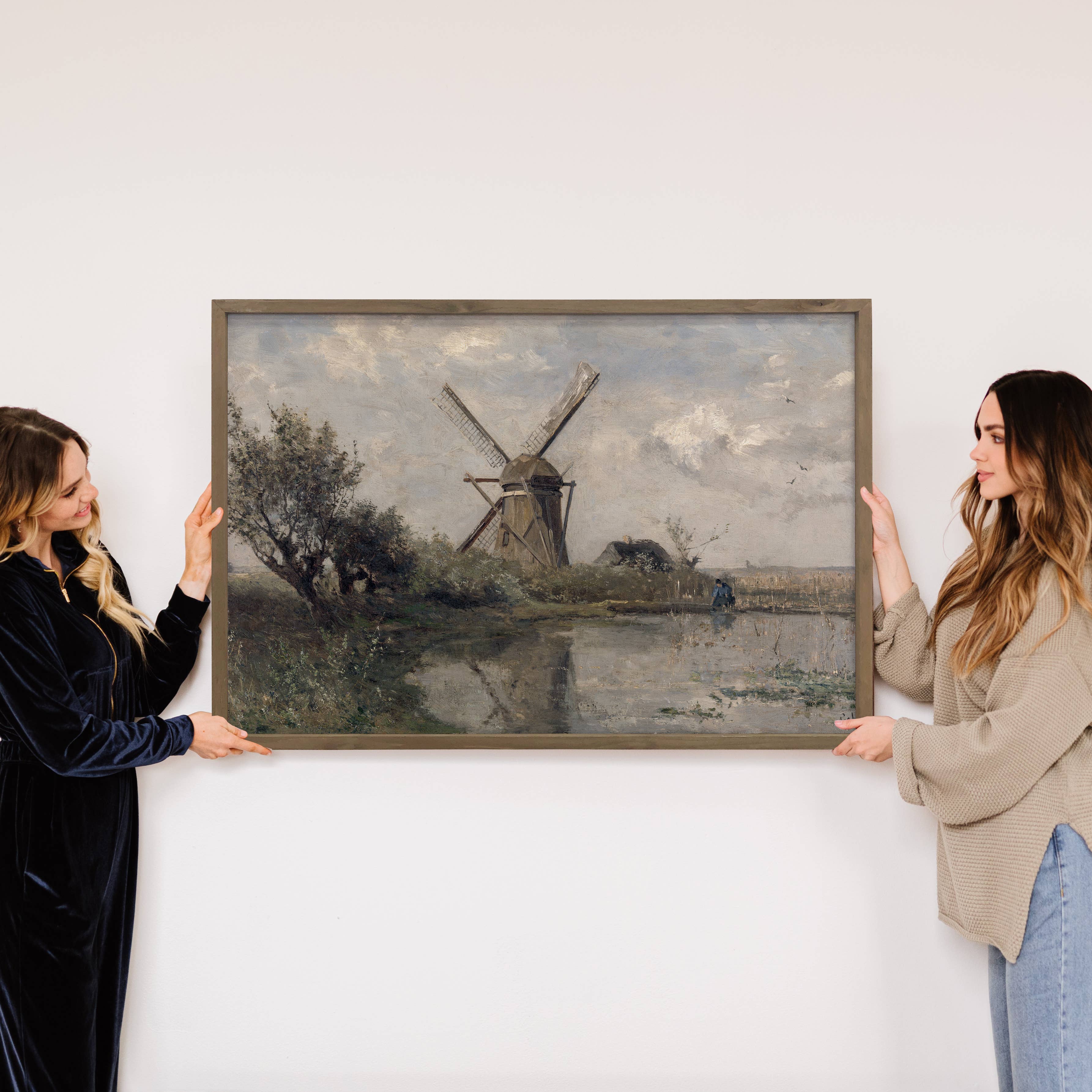 Windmill Pond - Nature Canvas Art - Framed Farmhouse Decor