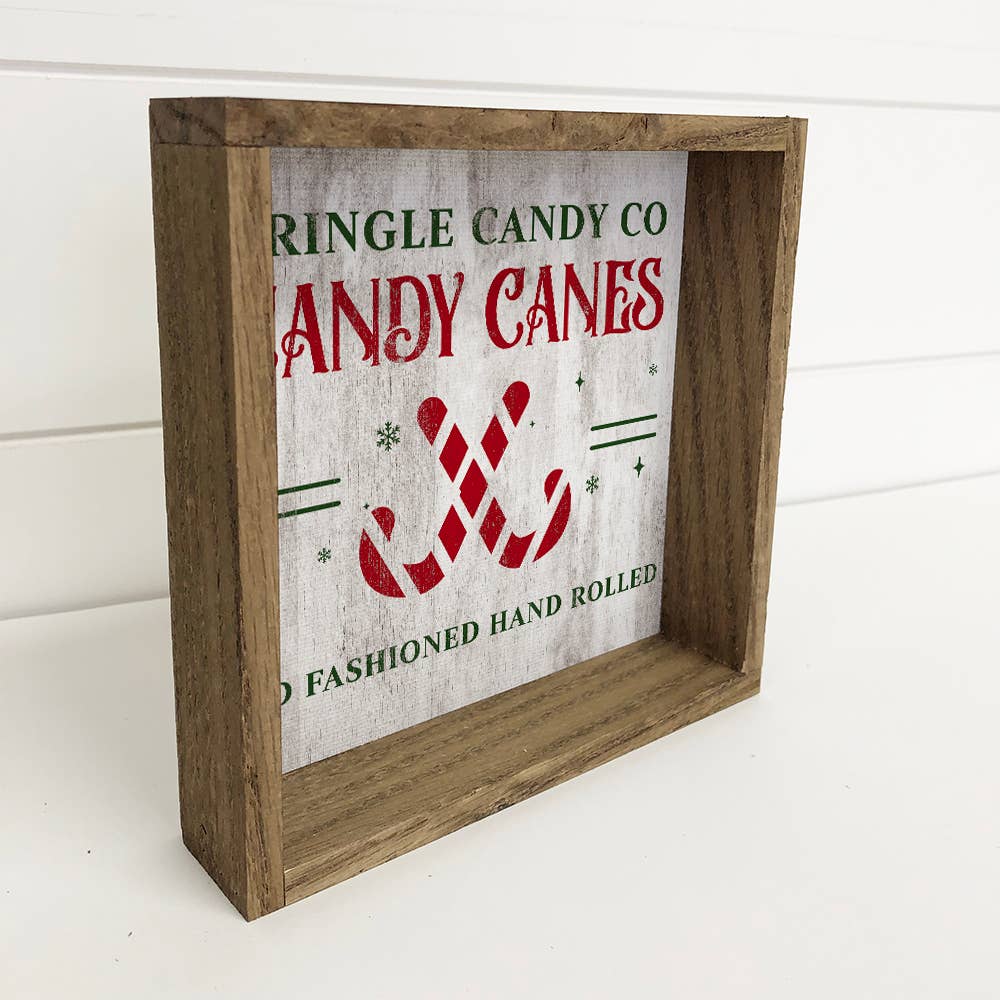 Kringle Candy Co - Christmas Canvas Word Art - Wood Framed