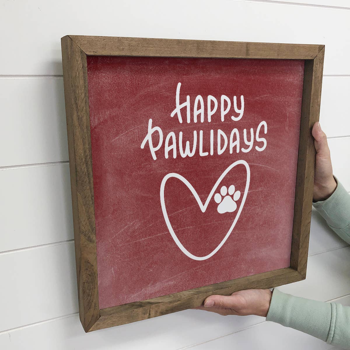 Happy Pawlidays Cat and Dog Small Christmas Holiday Sign