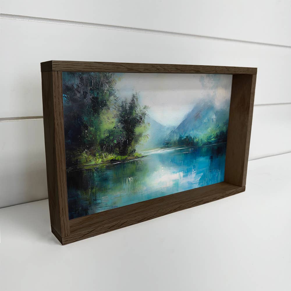 Blue Mountain Pond Abstract - Mountain Canvas Art - Framed