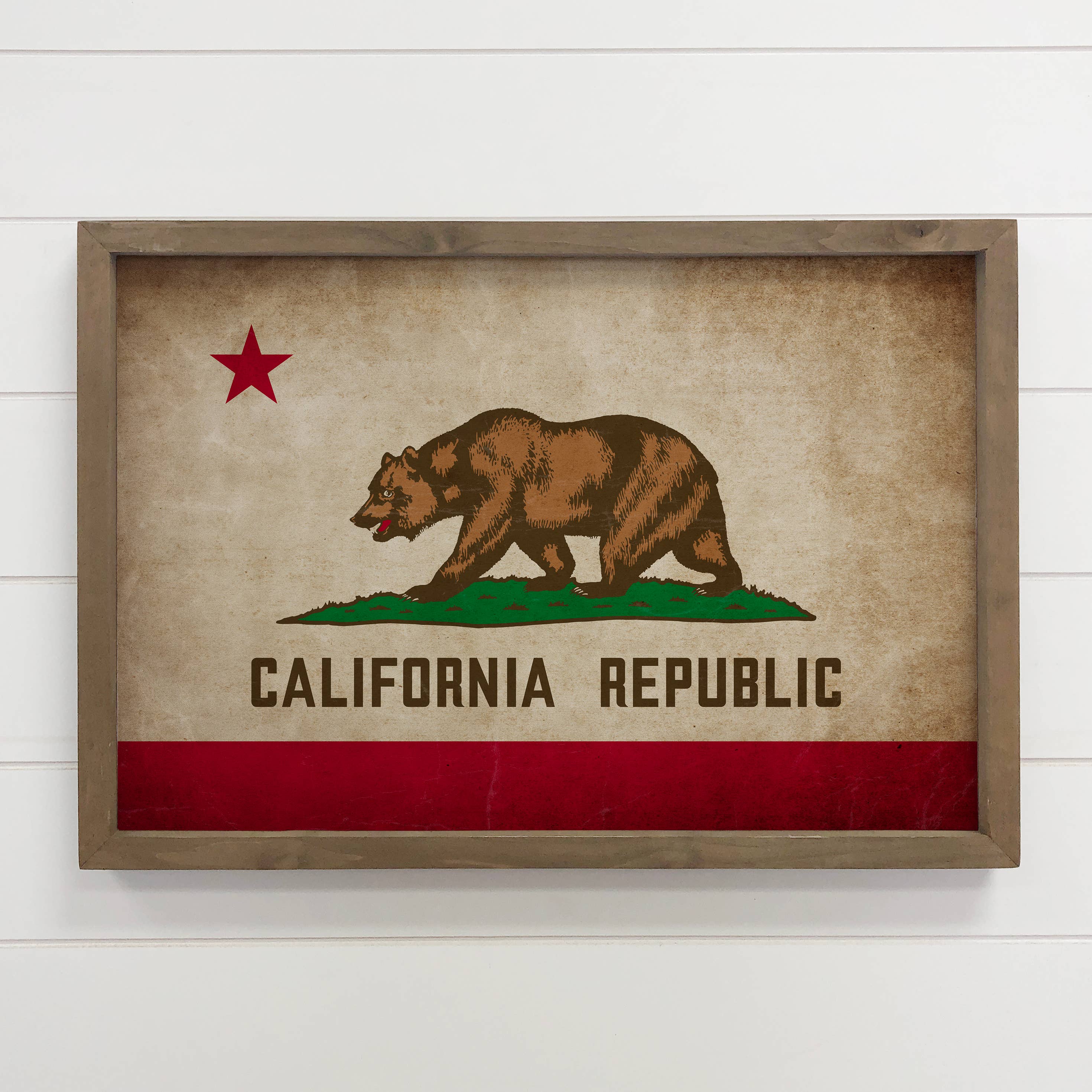 California Vintage Flag - Any State Framed Canvas Art