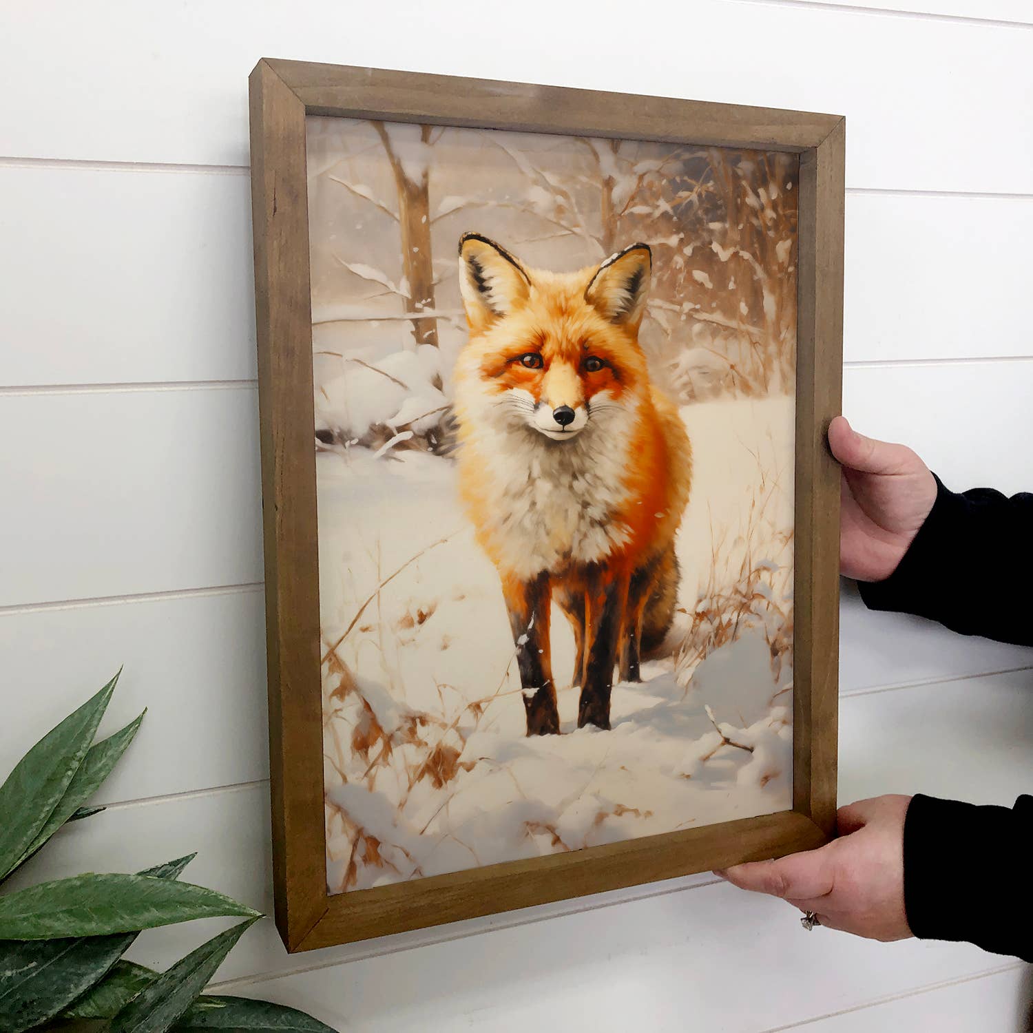Red Fox in White Snow - Wildlife Canvas Art - Wood Framed