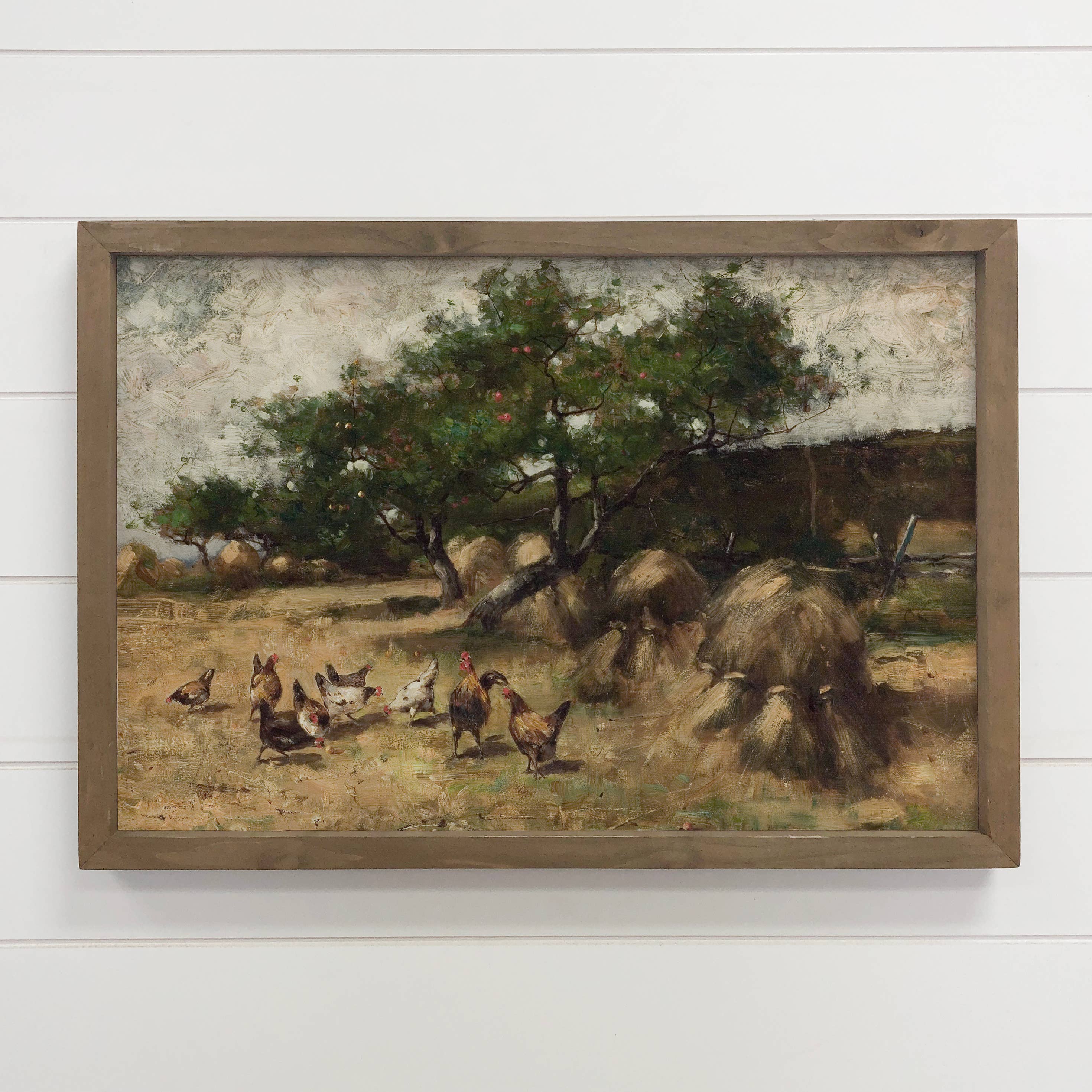 Chickens on the Farm - Farmhouse Canvas Art - Framed Artwork