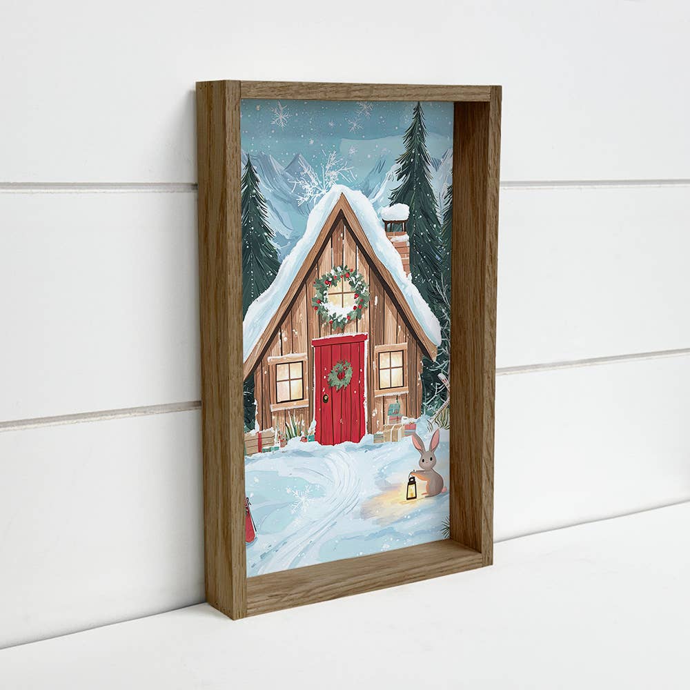 Winter Ski Cabin - Winter Canvas Art - Wood Framed Wall Art