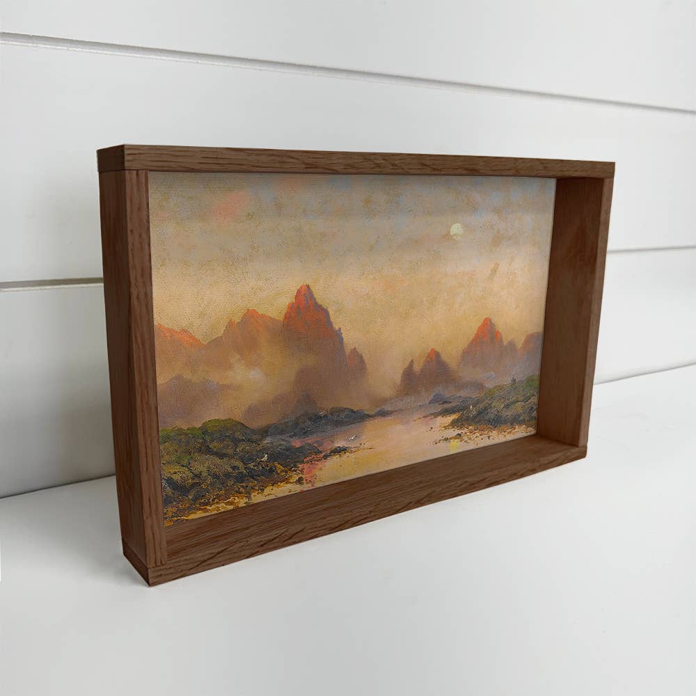 Distant Hazy Mountains - Nature Landscape - Wood Framed Art