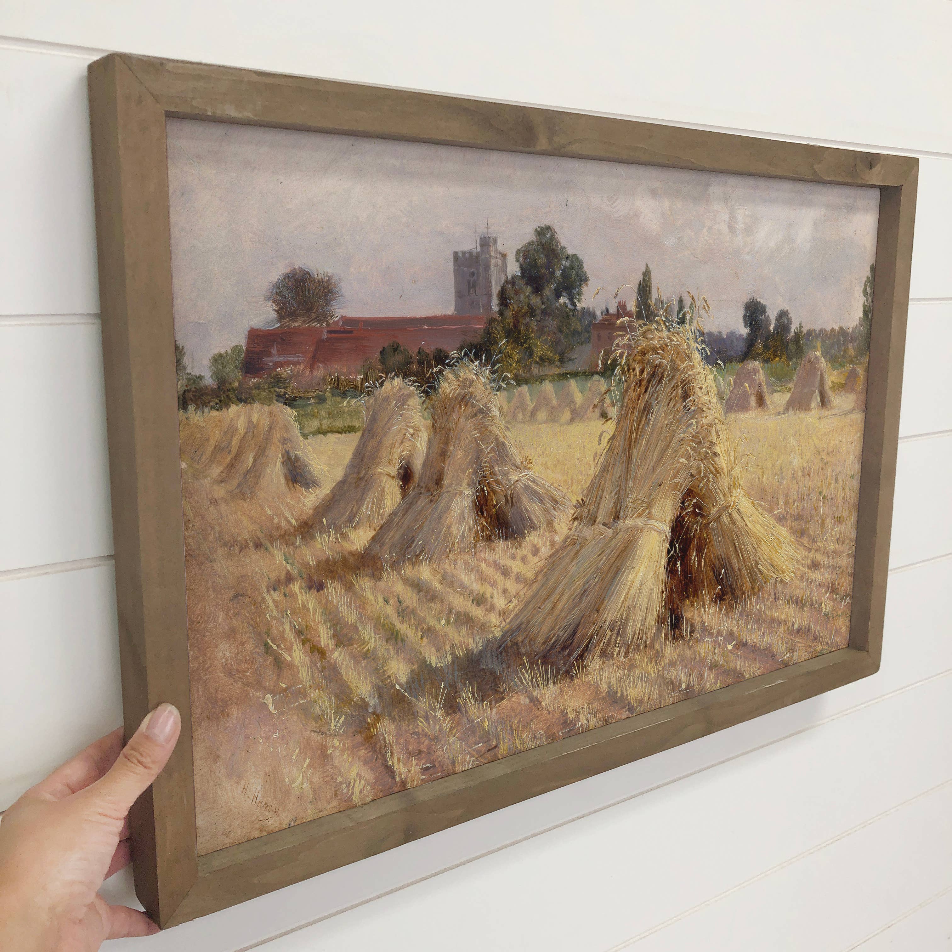 Corn Stooks - Landscape Canvas Art - Wood Framed Nature Art