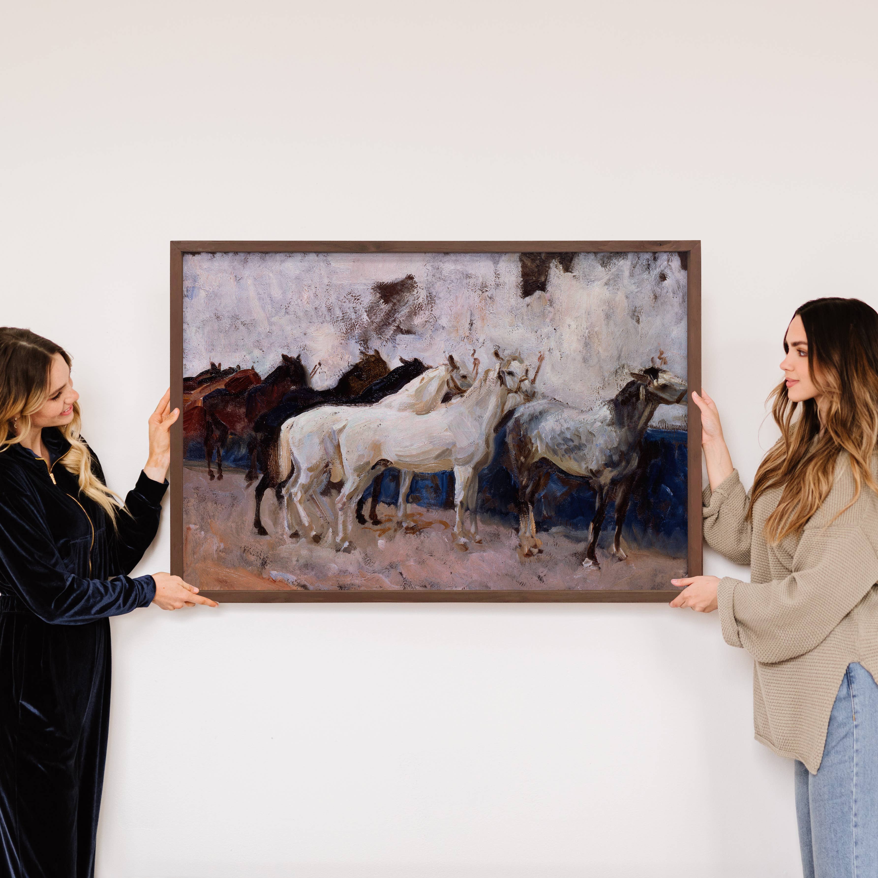 Horses Spanish Painting - Horse Canvas Art - Wood Framed