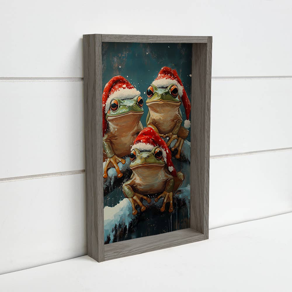 Christmas Santa Frogs - Christmas Animals Canvas Art