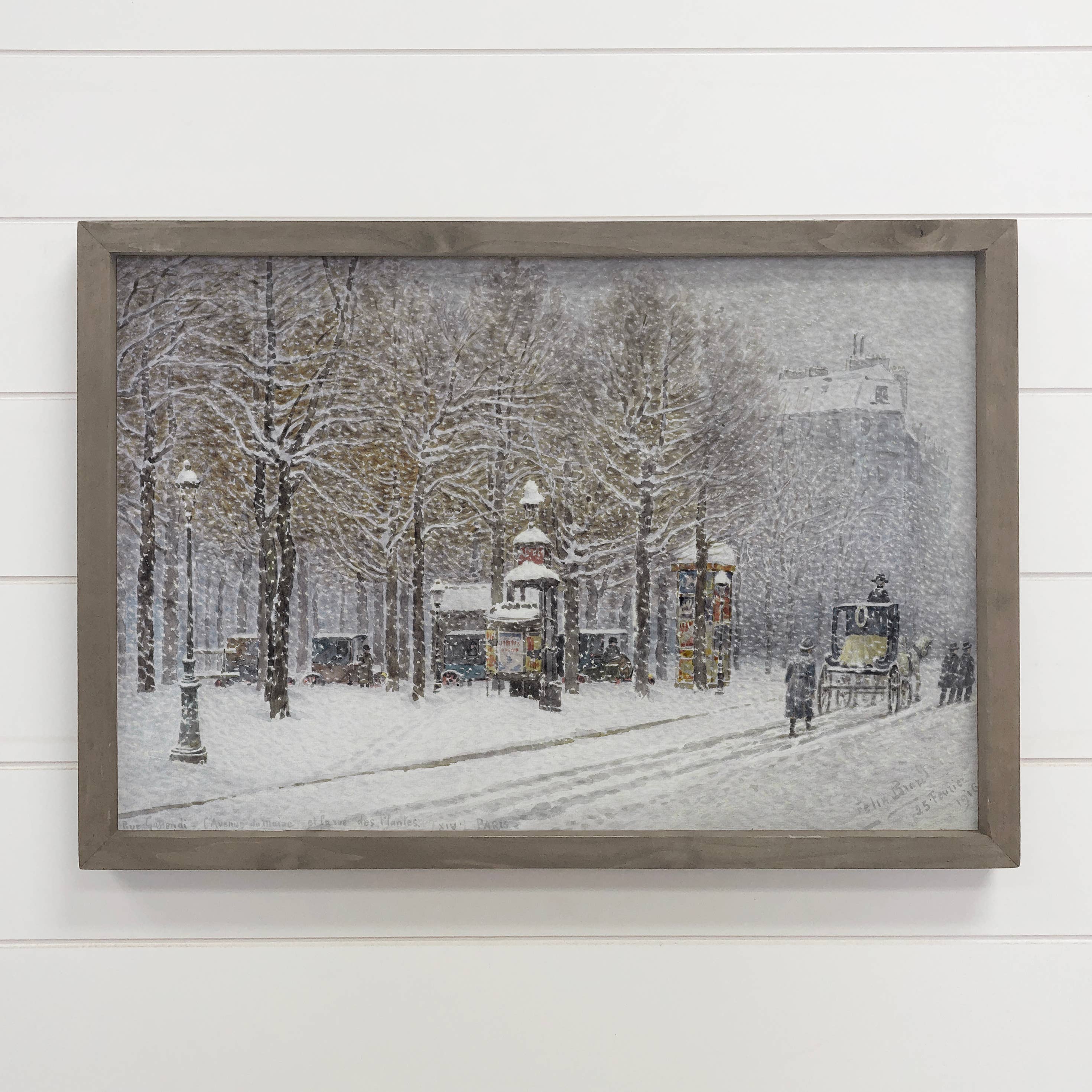 Winter Vintage Street - Winter Landscape Canvas Art - Framed
