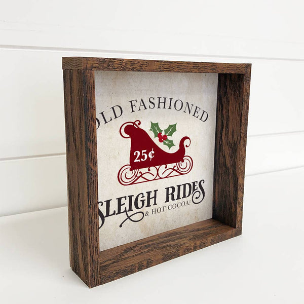 Old Fashioned Sleigh Rides Small Canvas with Walnut Frame