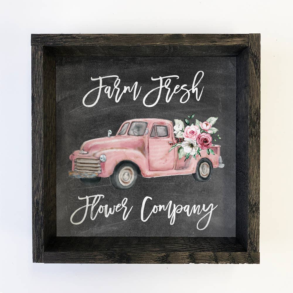 Pink Flower Truck Tier or Tray Decor Sign - Valentine's