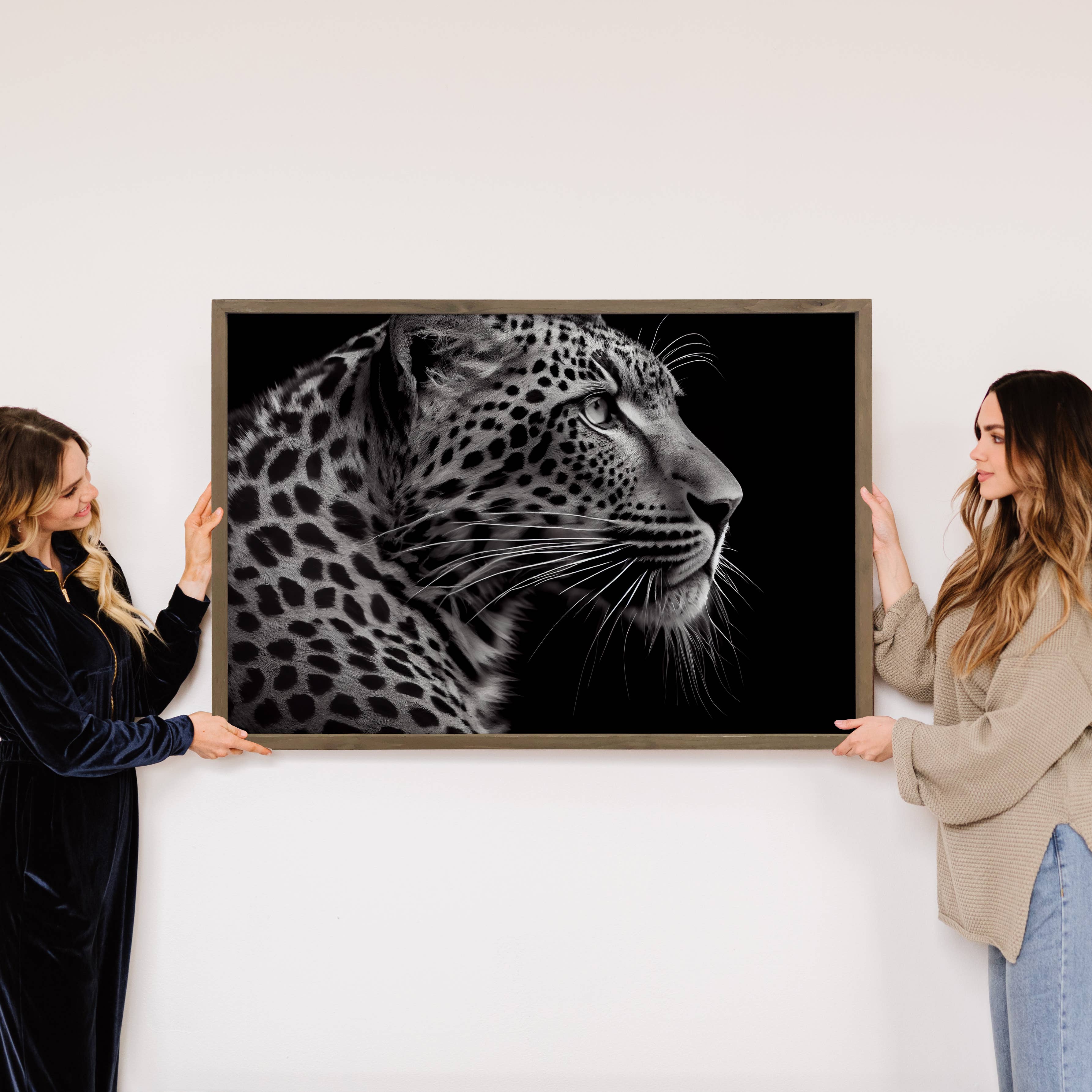 Black White Jaguar Face - Wildlife Photography - Framed Art