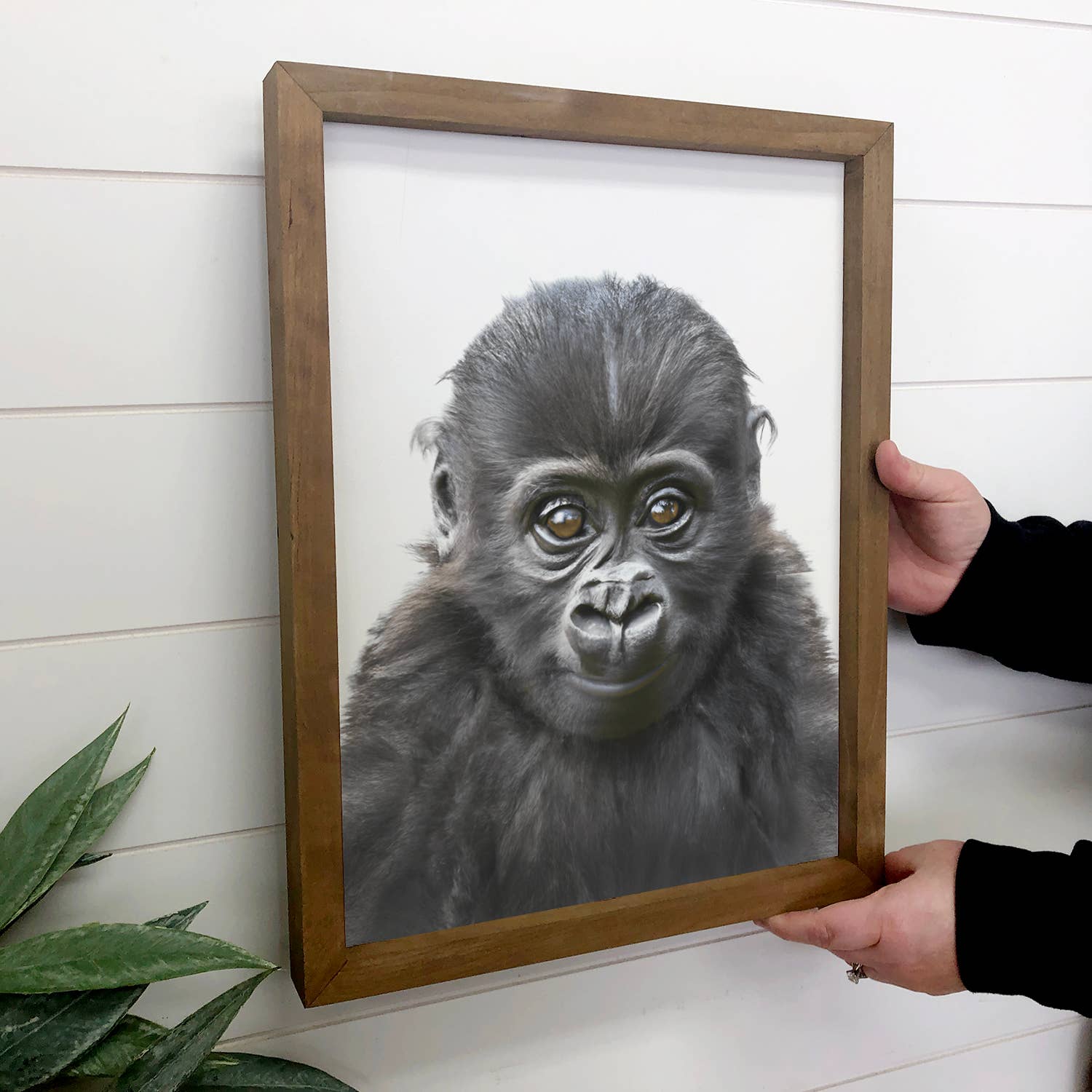 Cute Baby Ape Wood Sign Animal Wall Art