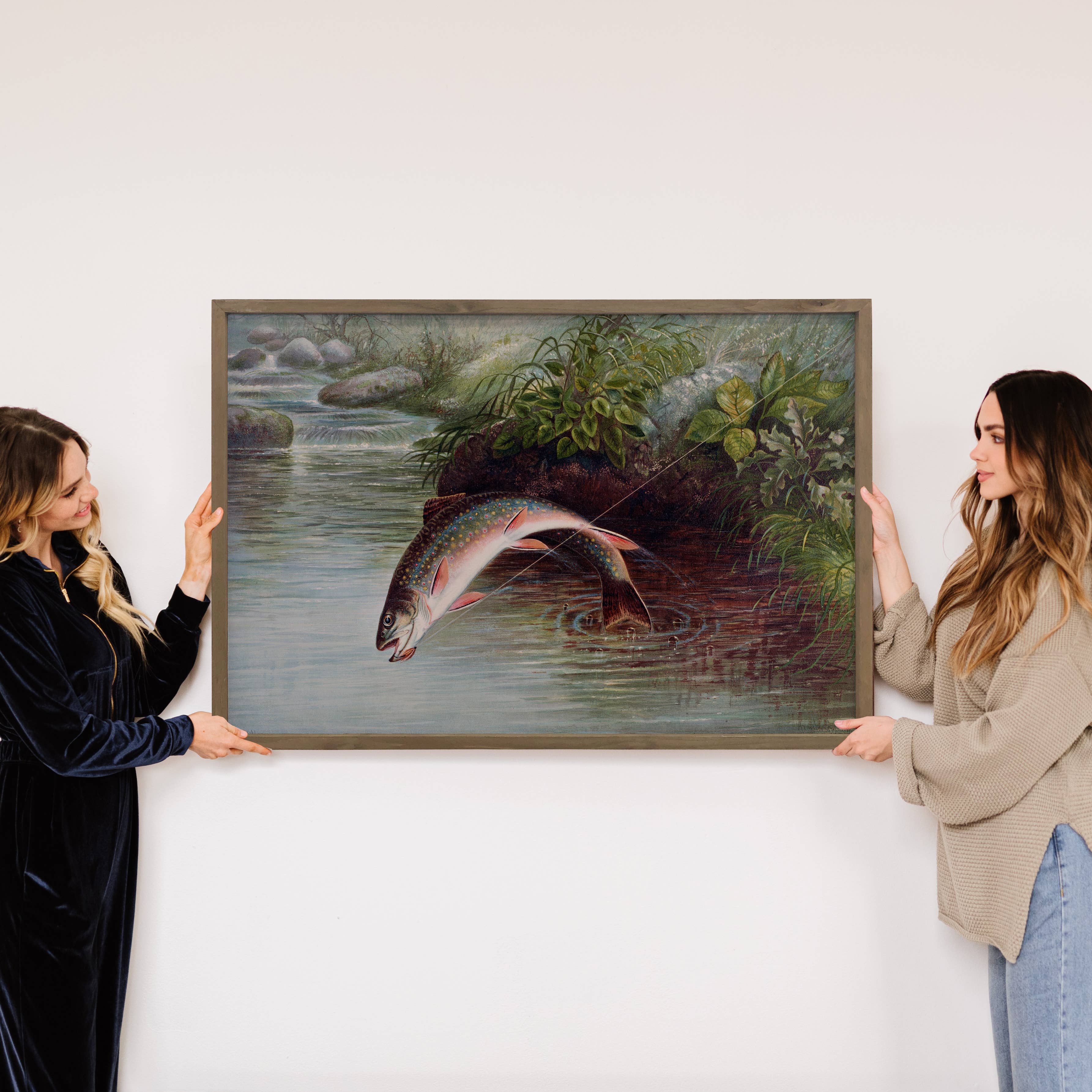 Caught Brook Trout - Fish Canvas Art - Wood Framed