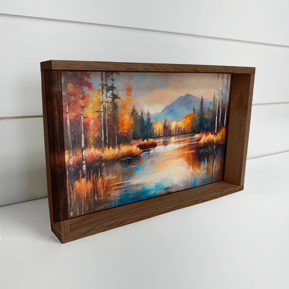 Autumn Lake Reflection - Mountain Landscape Canvas Art