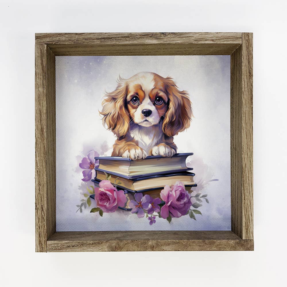 Cocker Spaniel Puppy Books - Puppy Canvas Art - Book Decor