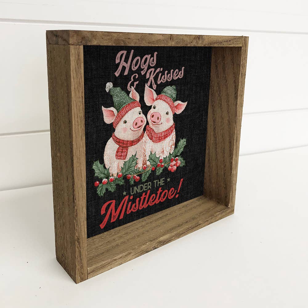 Hogs and Kisses Under the Mistletoe Pigs - Christmas Animals