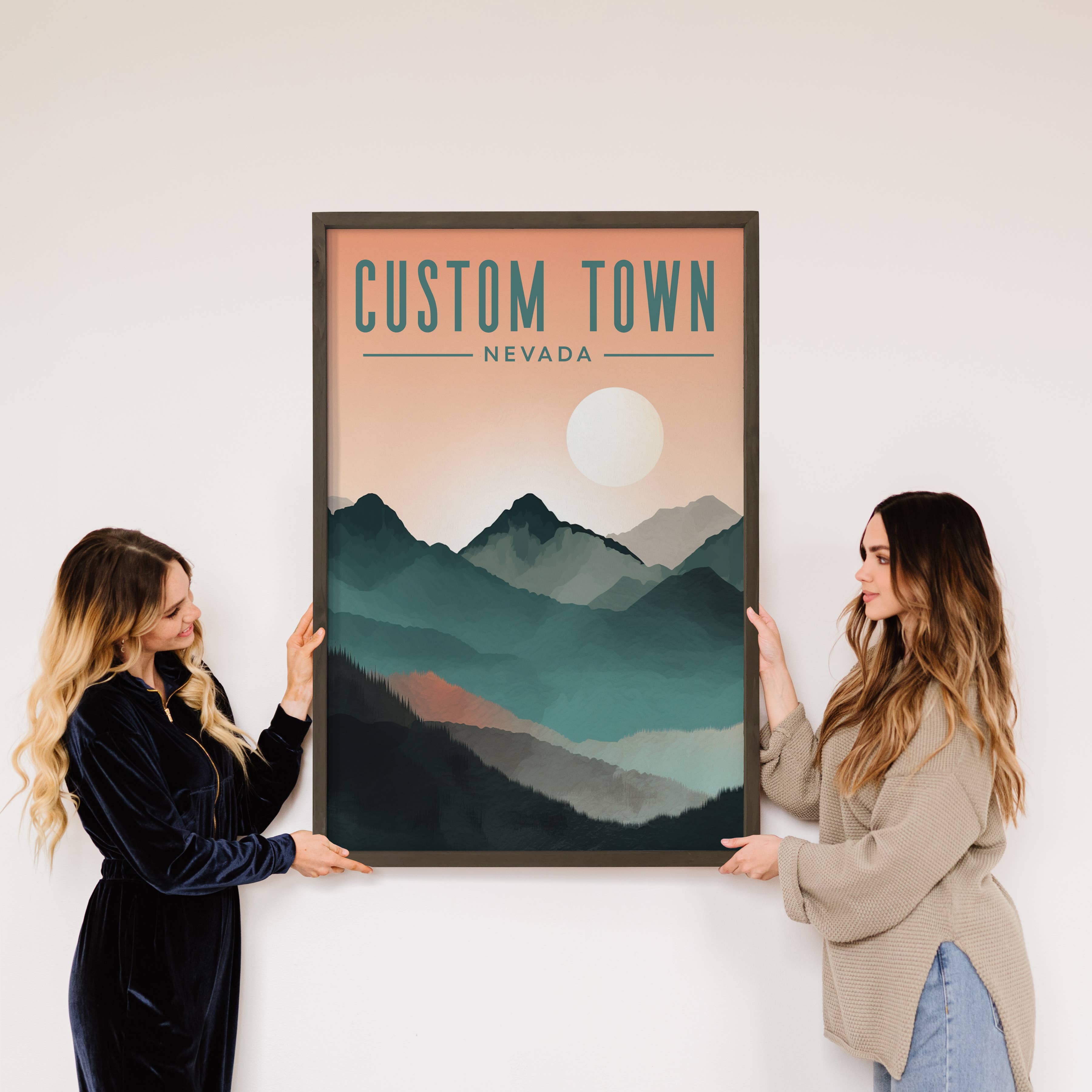 Midcentury Modern Mountains - Personalized Art - Framed Art