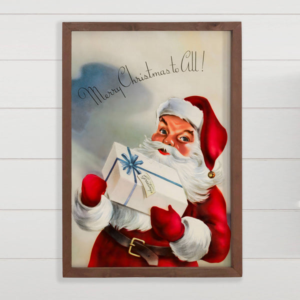 Santa Merry Christmas To All - Framed Christmas Canvas Decor