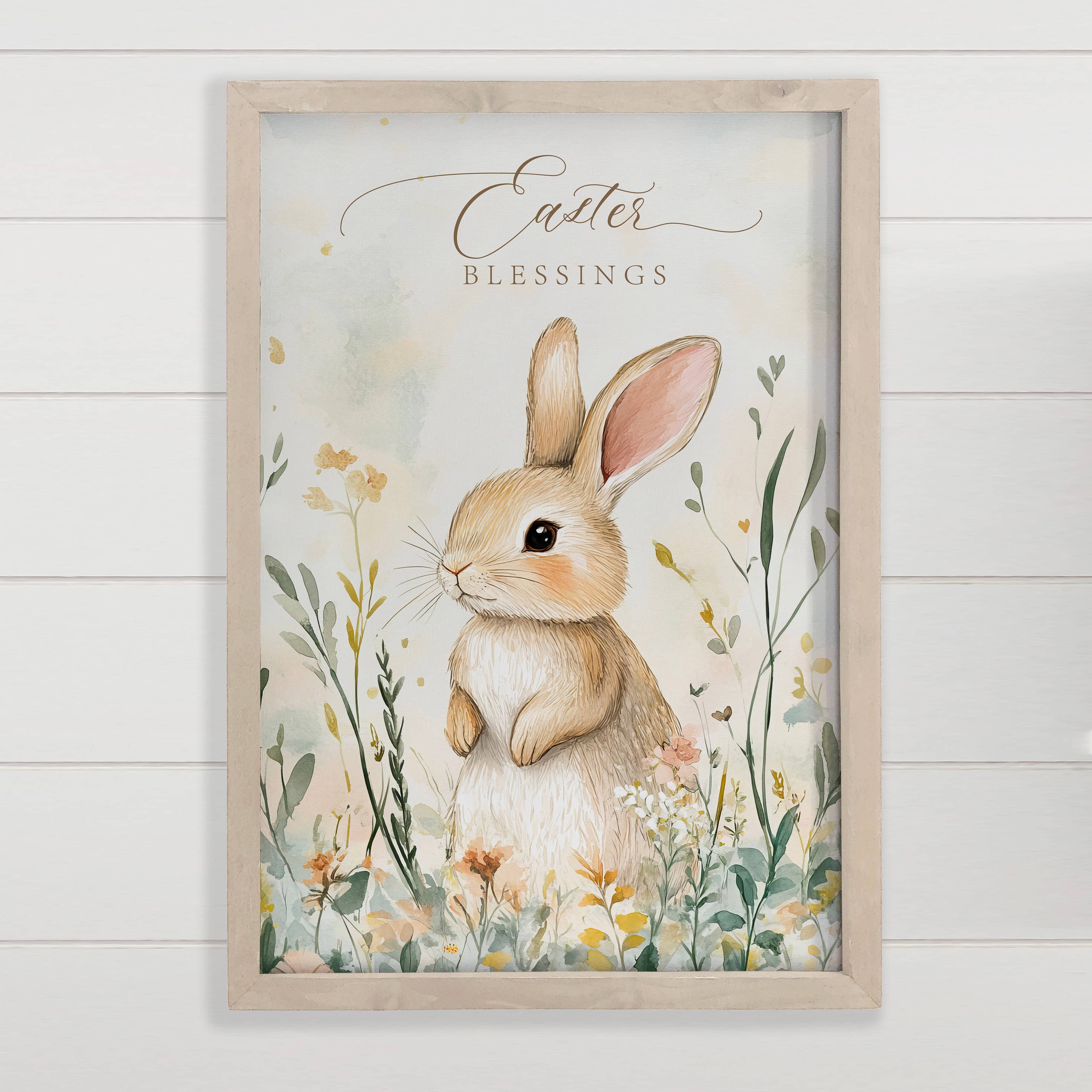 Sweet White Field Bunny - Bunny Canvas Art - Wood Framed Art