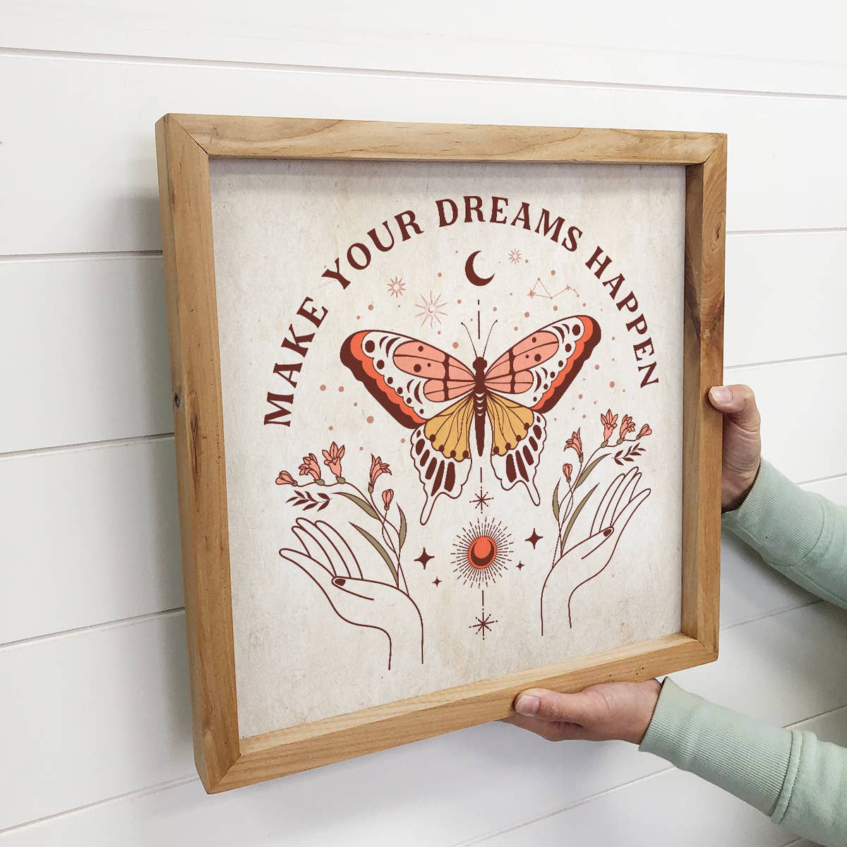 Boho Make Your Dreams Happen - Boho Canvas Word Art - Framed