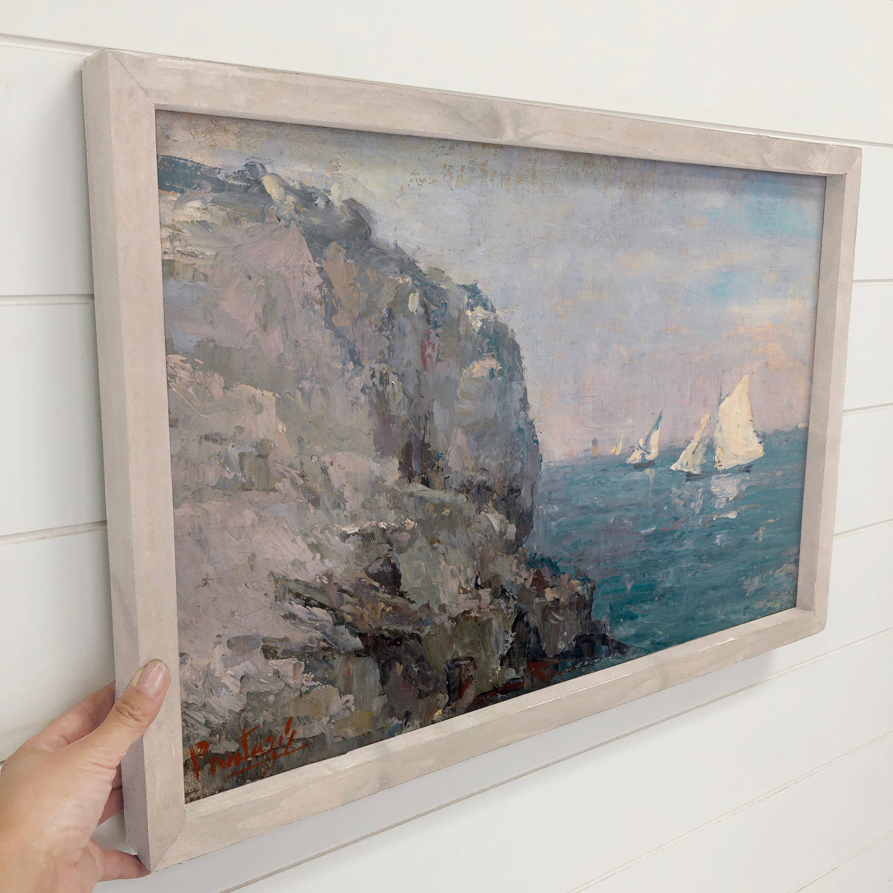 Seaside Cliff - Seascape Canvas Art - Wood Framed Wall Art