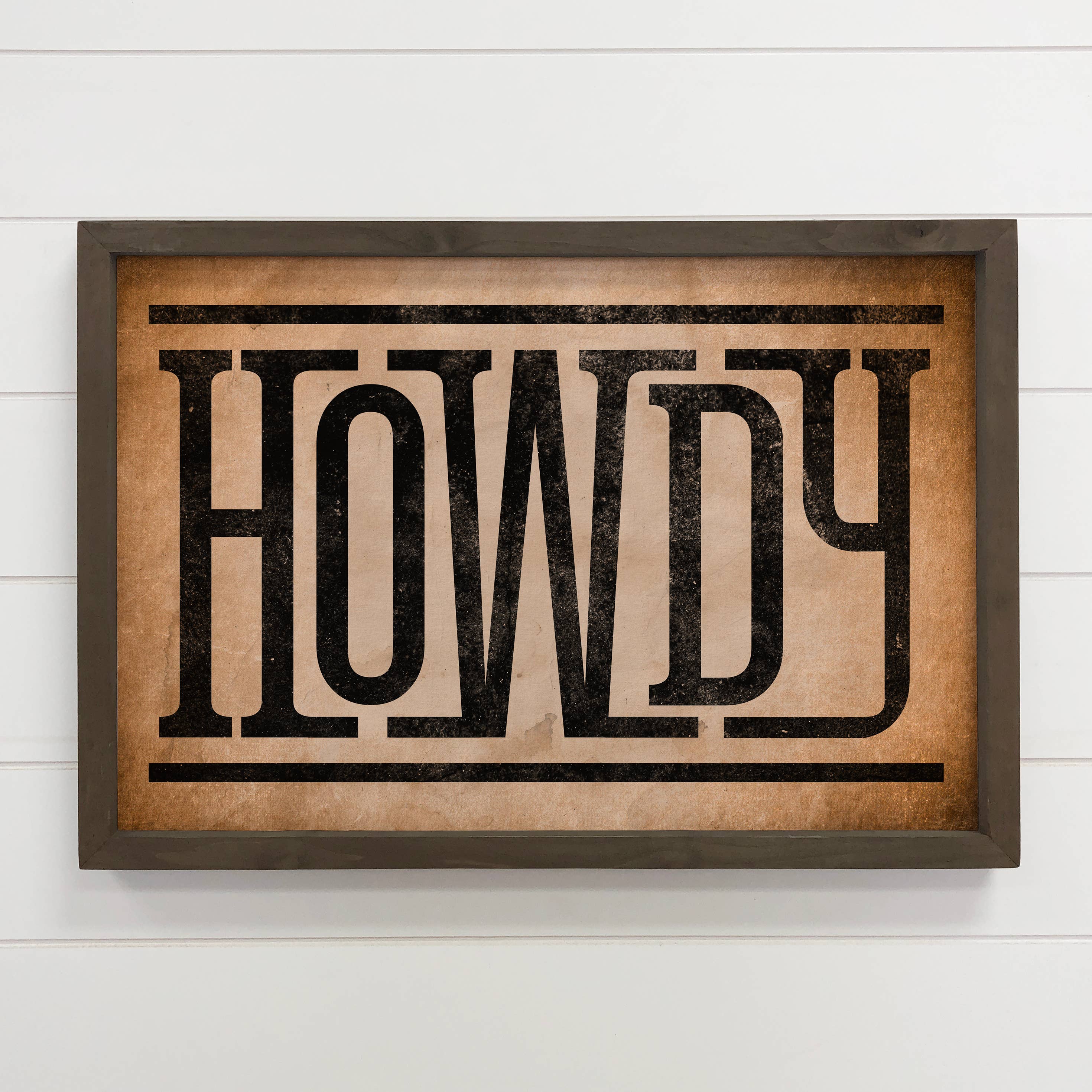 Howdy Typography - Western Word Canvas Art - Wood Framed Art