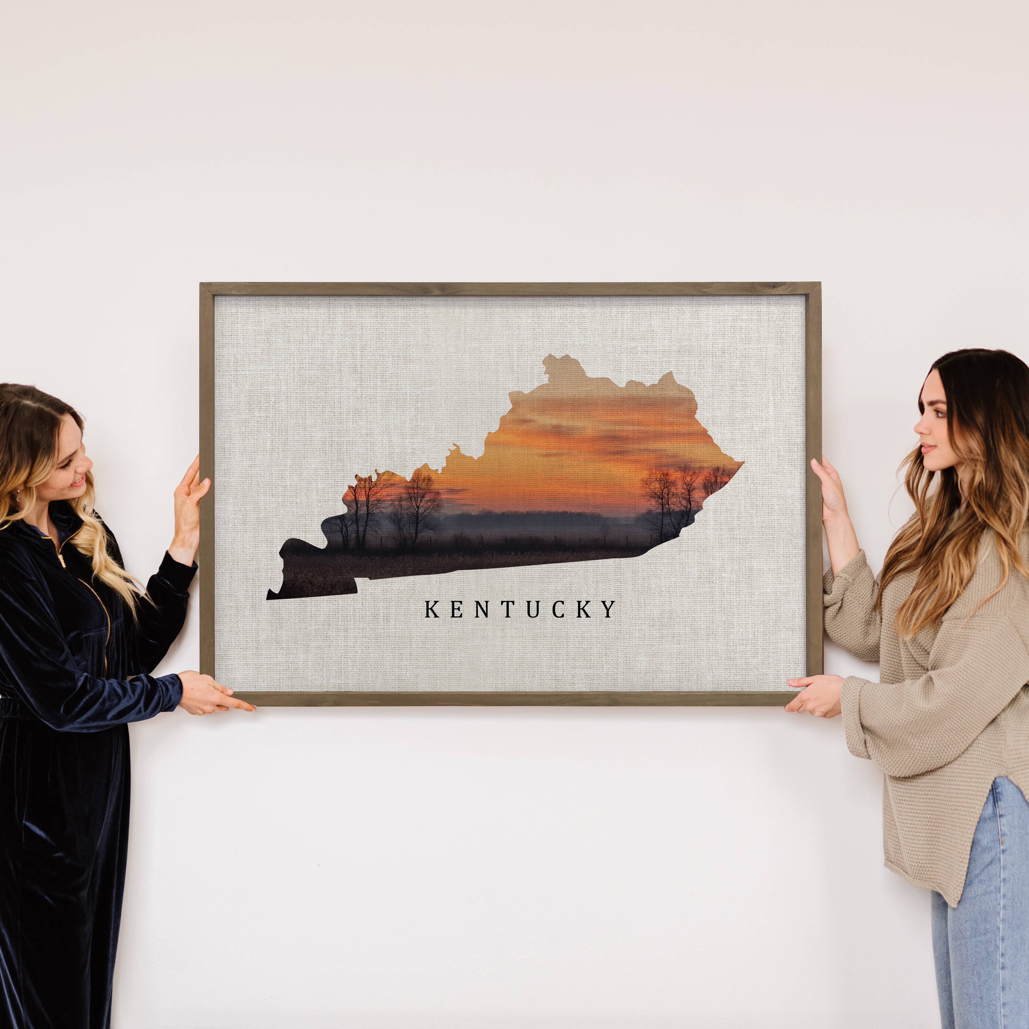 Kentucky State Overlay - Customizable Decor - Framed Art