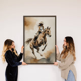 Cowgirl Riding High - Ranch House Canvas Art - Wood Framed